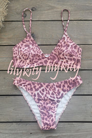 Leopard Print Sexy Stretch Two-piece Bikini Swimsuit