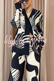 Weekend Escape Exclusive Print Contrast Trims Drape Blouse