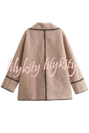 Lamb Wool Casual Lapel Loose Pocket Coat