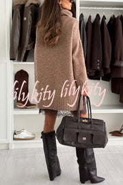 Breezy City Knit Turtleneck Long Sleeve Relaxed Sweater