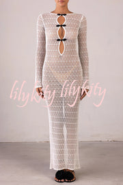 Sexy Backless Long-sleeved Knitted Slim-fit Maxi Dress