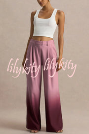 Enya Ombre Print Elastic Waist Pocketed Wide Leg Pants