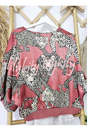 Abbie Satin Tiger Print Bat Wide Sleeve Button Loose Coat