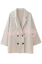 Fashionable Wrinkled Lapel Long-sleeved Loose Blazer