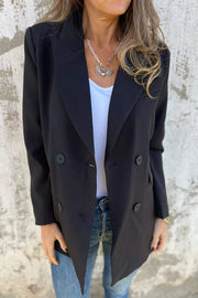 Solid Color Lapel Long Sleeve Pocket Blazer