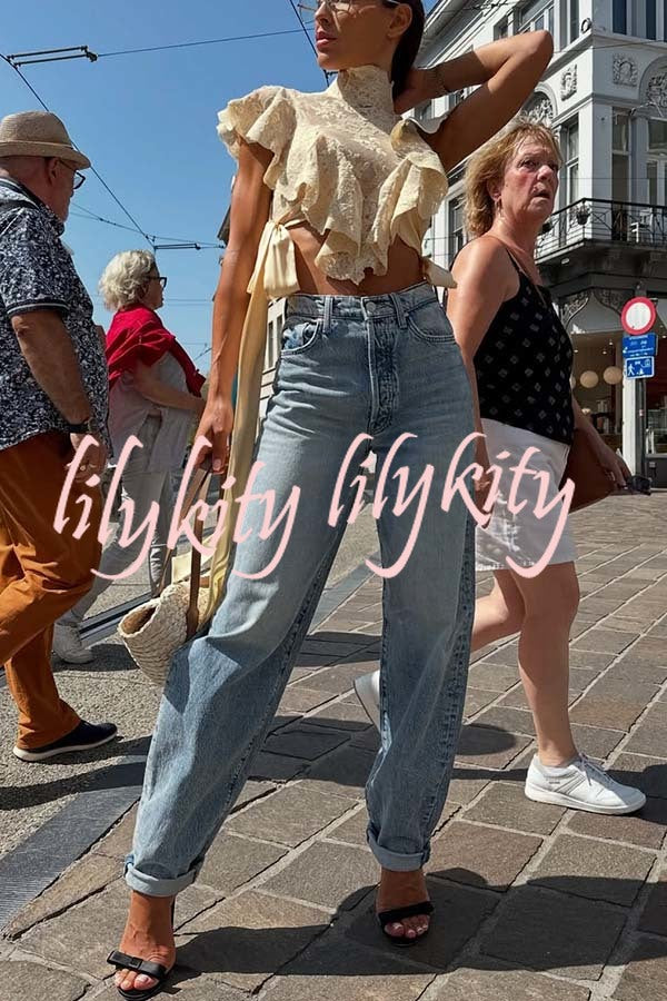 Versatile and Comfortable Denim High Rise Pocketed Straight Jeans