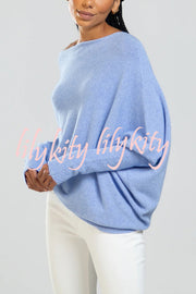 Solid Color Round Neck Long Sleeve Loose Knitted Sweater