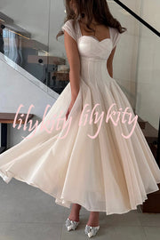 Elegant Sleeveless Waist-cinching Tulle Full-hem Maxi Dress
