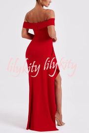 Sexy Lady Off Shoulder High Slit Maxi Dress