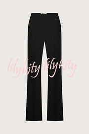 Solid Color Off-the-shoulder Single-breasted Top and Casual Pocket Straight-leg Pants Set