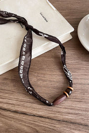 Vintage Pull-out Silk Scarf Beaded Necklace