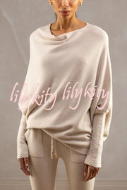 Solid Color Round Neck Long Sleeve Loose Knitted Sweater