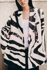 Breath of Freedom Animal Print Button Up Long Sleeve Lapel Loose Blazer