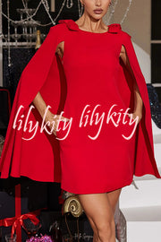 Dear Me Bow Detail Cape Pocket H-line Mini Dress