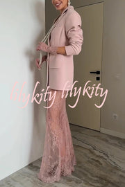 Elegant Lace See-through Fishtail Maxi Skirt