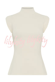 Effortless Chic Ribbed Knit High Neck Open Back Stretch Top