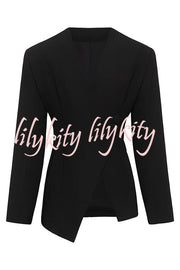 Feel Confident Collarless Single Button Long Sleeve Hourglass Blazer