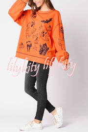 Halloween Graffiti Sequined Loose Casual Sweatshirt