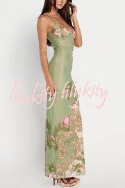 Reveling in The Unknown Floral Print Slip Stretch Maxi Dress