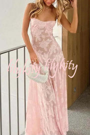 Fashion Sexy Suspenders See-through Holiday Slim Maxi Dress