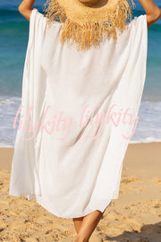 Rustic V Neck Button Down Cover Up