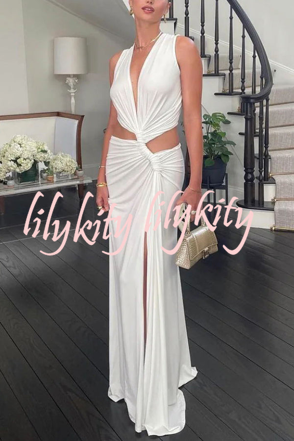 She’s A Winner Jersey Triple Loop Cutout Stretch Maxi Dress