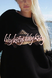 Fashionable Fish Pattern Round Neck Loose Knitted Sweater