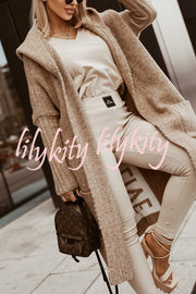 Fashionable Hooded Loose Long Letter Knitted Jacket