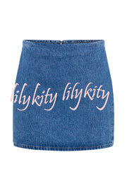 Modern Flavor Denim High Rise Back Zipper A-line Stretch Mini Skirt