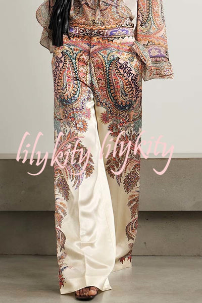 Feeling Dreamy Paisley Print High Rise Pocket Wide Leg Pants