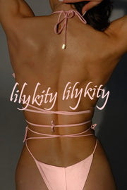 Elegant Suspender Three Dimensional Flower String Bikini