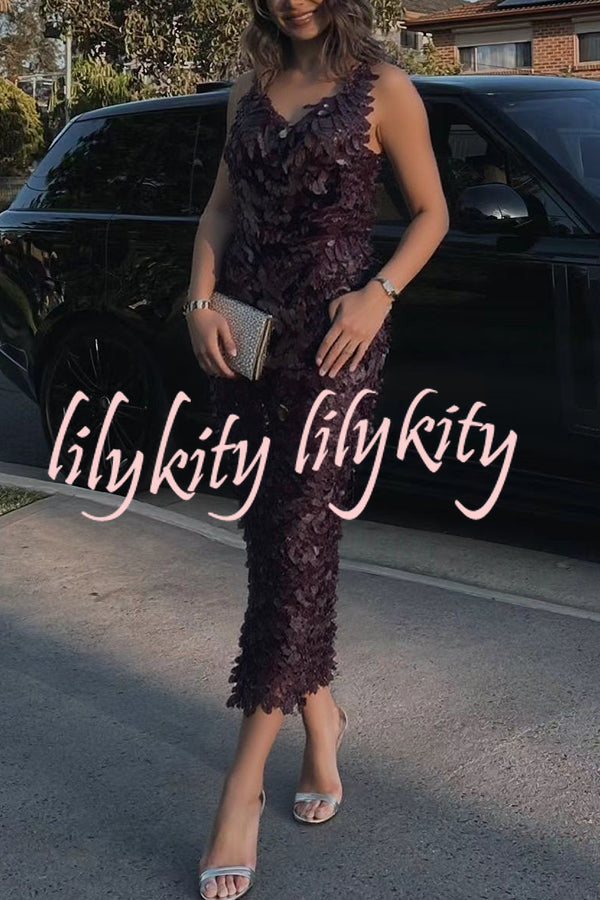 Fashionable Sequined Sexy Open Back Slim Maxi Dress