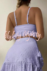 Hollow Patchwork Suspender Strap Three Pieces Swimsuit Set