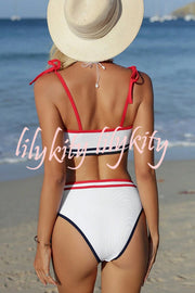 Independence Day Sexy Bikini High Waist Striped Tankini Swimsuit