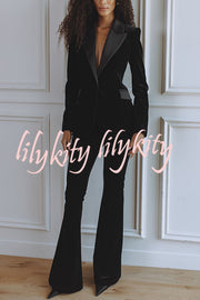 Delicate Daze Velvet High Rise Elastic Waist Flare Pants