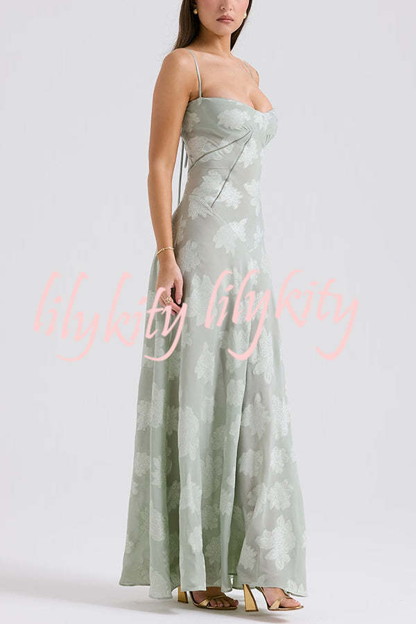 Fashion Sexy Suspenders See-through Holiday Slim Maxi Dress