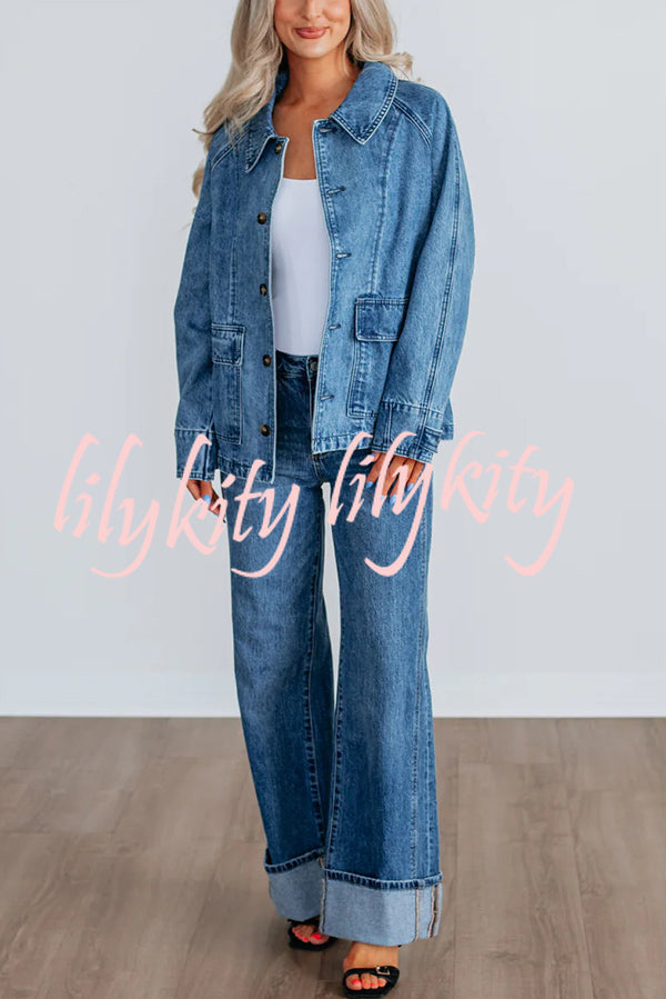 Stylish Single-breasted Casual Pocket Denim Jacket
