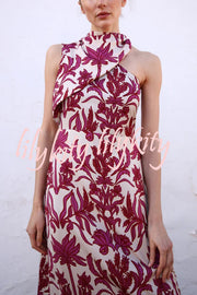 Unique Printed Fashion One Shoulder Casual Maxi Dress