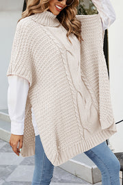 Solid Color Loose Turtleneck Shawl-style Knit Sweater