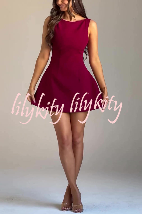 Cosmopolitan Chic High Neck Scoop Back Bubble-shaped Mini Dress