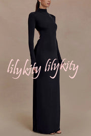 Sexy Backless Long-sleeved Stretch Slim-fit Maxi Dress