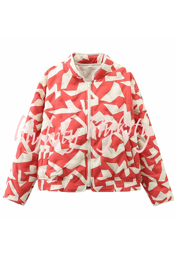 Chrissa Unique Printed Casual Long Sleeve Pocket Cotton Jacket