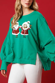 Christmas Santa Sequined Casual Loose Long Sleeve Sweatshirt