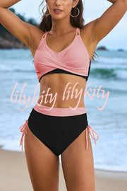 Fashionable High Waist Stretch Bikini Swimsuit