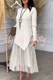 Jensine Pleated Tulle Tank Loose Midi Dress