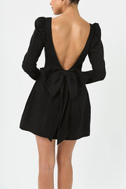 Gift for You Puff Shoulder Long Sleeve Back Bow Detail Mini Dress