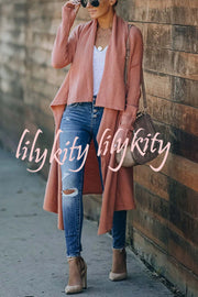 Fireside Pocketed Oversized Drape Neckline Knit Cardigan