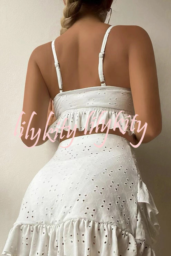 Hollow Patchwork Suspender Strap Three Pieces Swimsuit Set