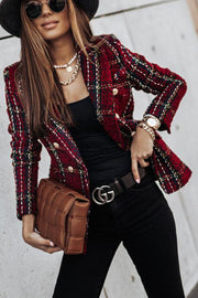 Lilipretty Good Catch Double Breasted Plaid Blazer