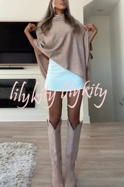 Women Cashmere Knit Shrug Bolero Side Button Detail Lightweight Shawl  Poncho